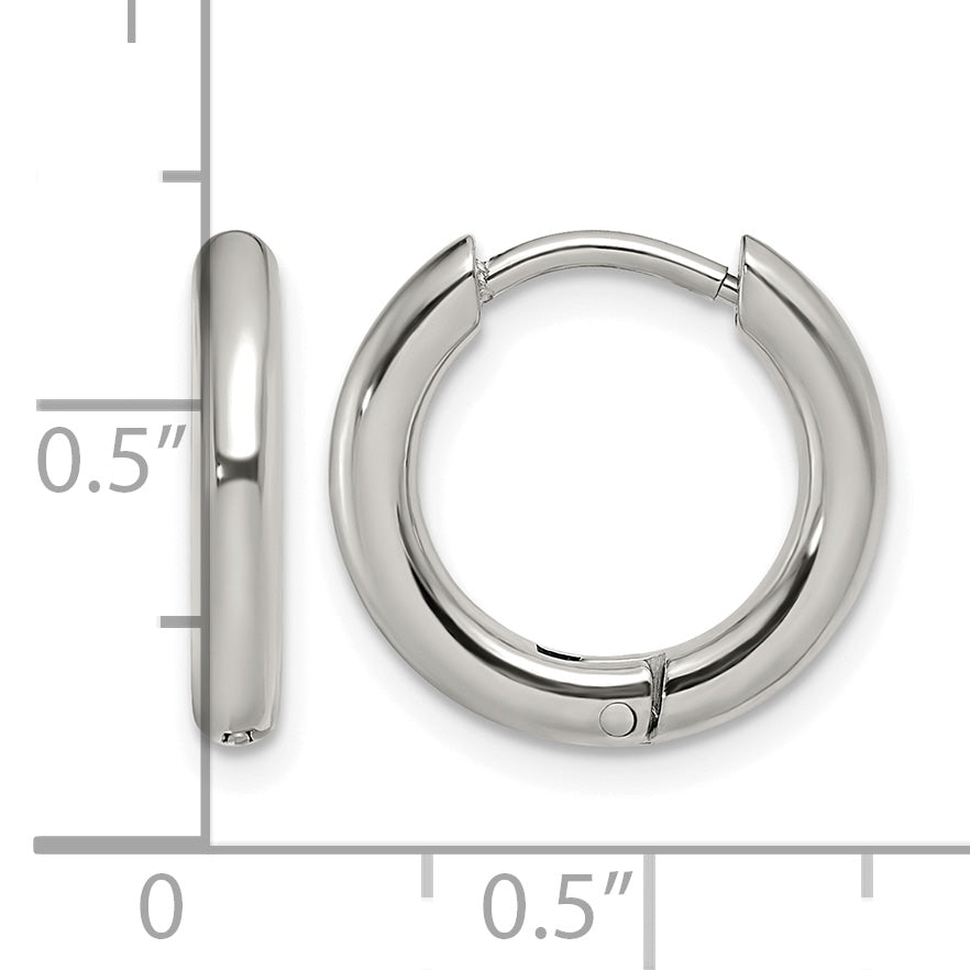 Stainless Steel Polished Hinged Huggie Hoop Earrings