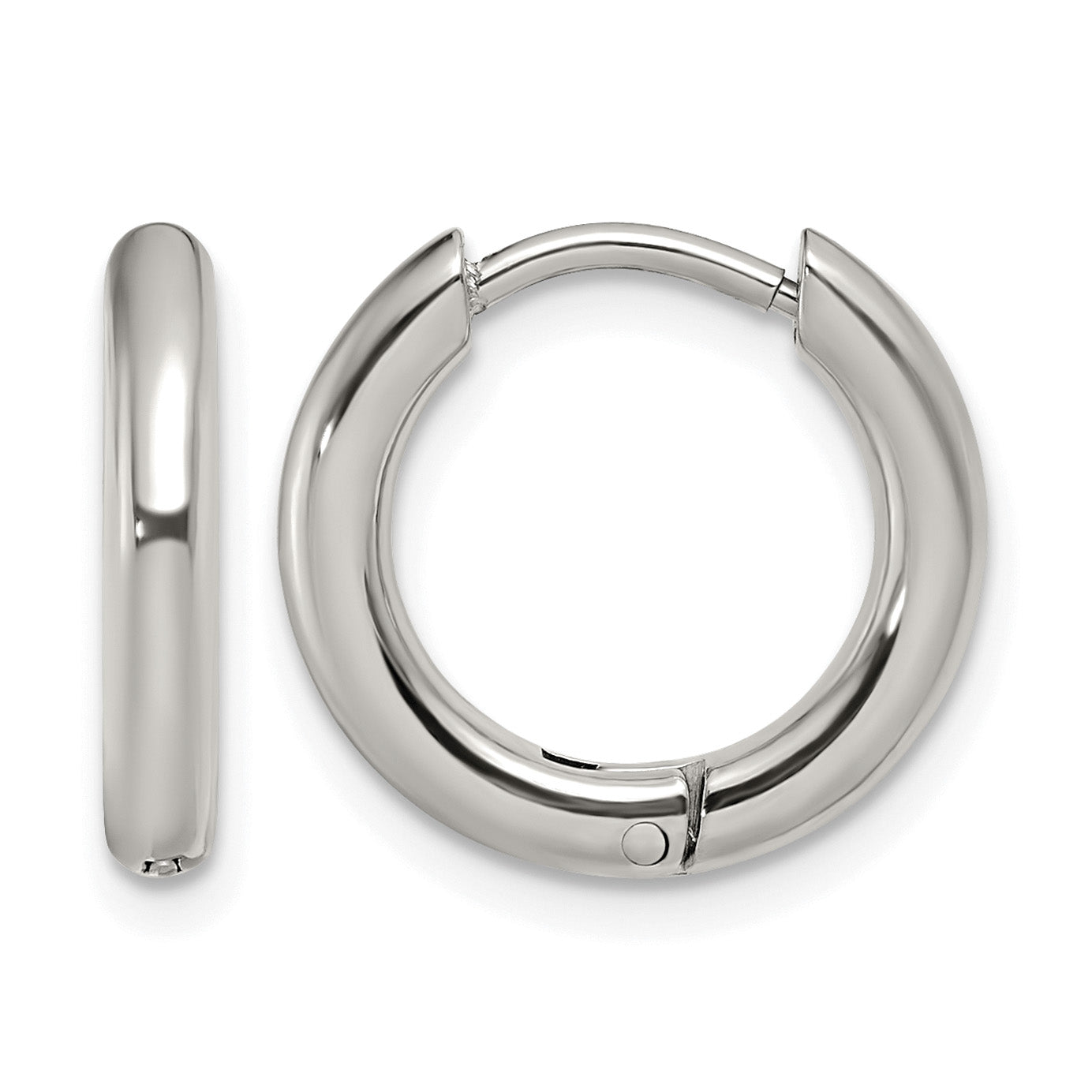 Stainless Steel Polished Hinged Huggie Hoop Earrings