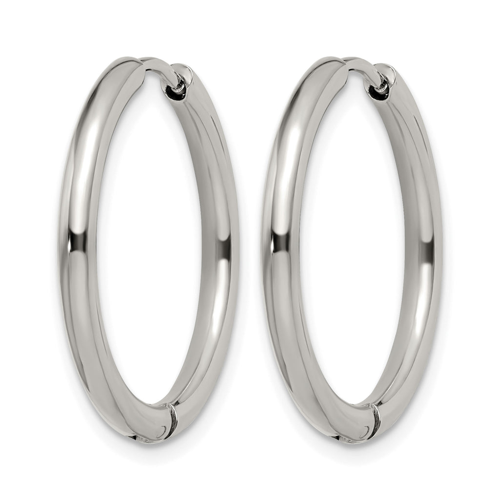 Stainless Steel Polished Hinged Huggie Hoop Earrings