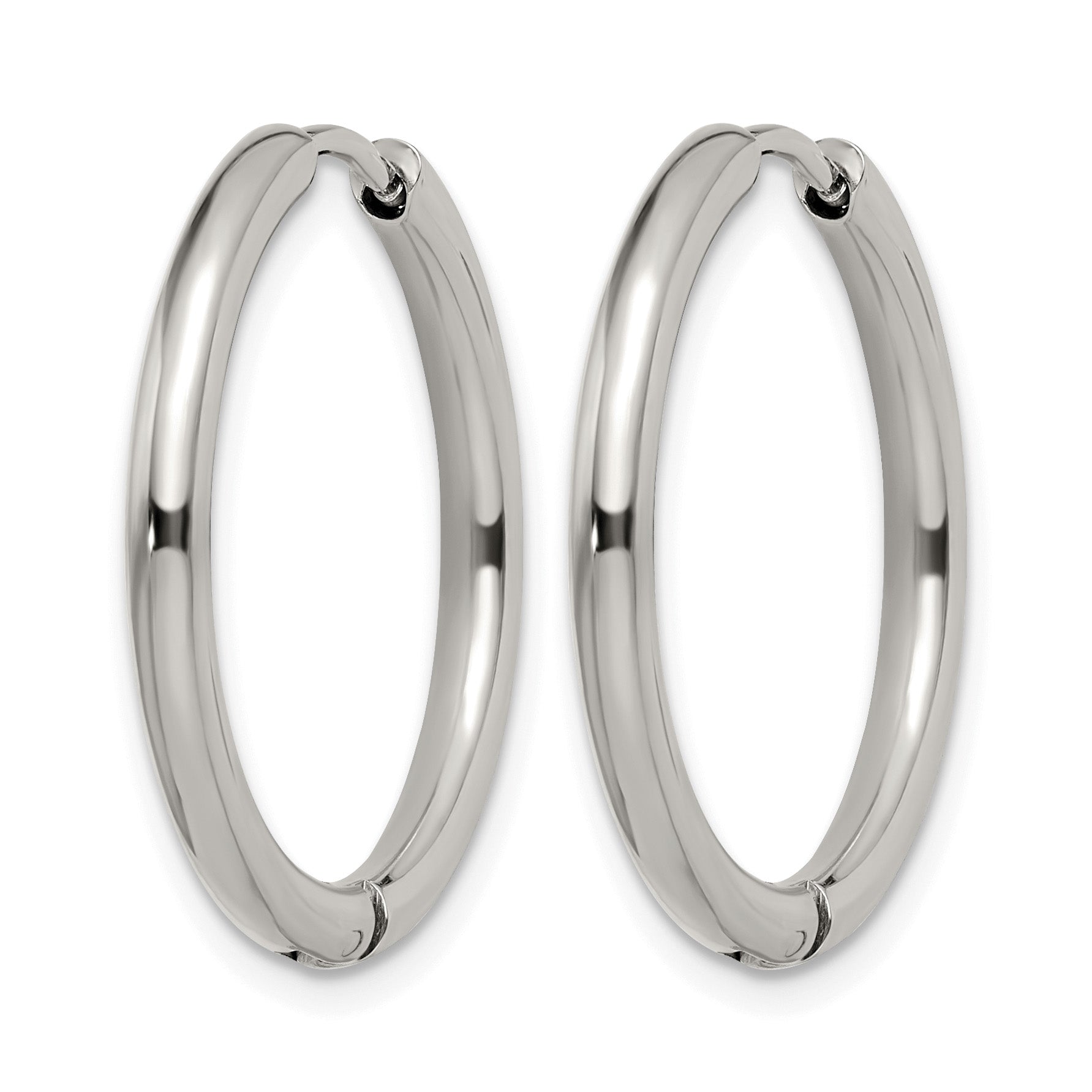 Stainless Steel Polished Hinged Huggie Hoop Earrings
