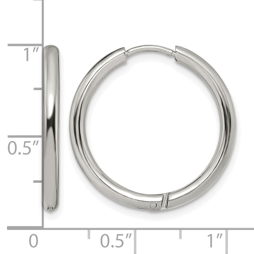 Stainless Steel Polished Hinged Huggie Hoop Earrings
