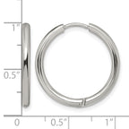 Stainless Steel Polished Hinged Huggie Hoop Earrings
