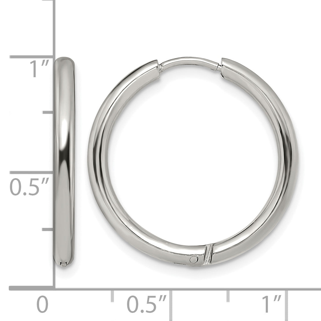 Stainless Steel Polished Hinged Huggie Hoop Earrings