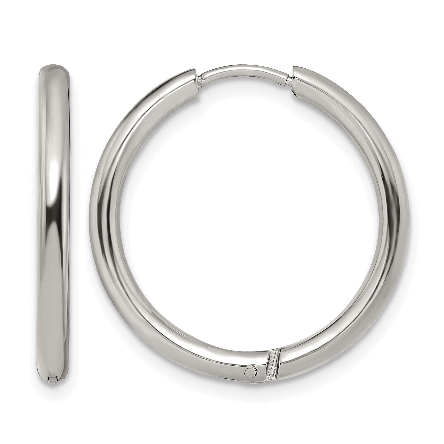 Stainless Steel Polished Hinged Huggie Hoop Earrings Main image