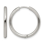 Stainless Steel Polished Hinged Huggie Hoop Earrings