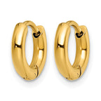 Stainless Steel Gold-Tone Polished Hinged Huggie Hoop Earrings