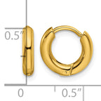 Stainless Steel Gold-Tone Polished Hinged Huggie Hoop Earrings