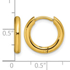 Stainless Steel Gold-Tone Polished Hinged Huggie Hoop Earrings