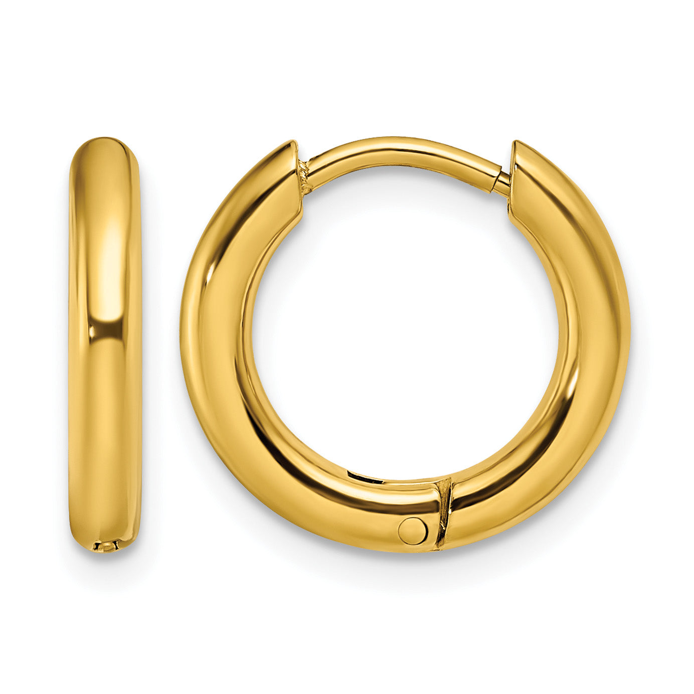 Stainless Steel Gold-Tone Polished Hinged Huggie Hoop Earrings Main image
