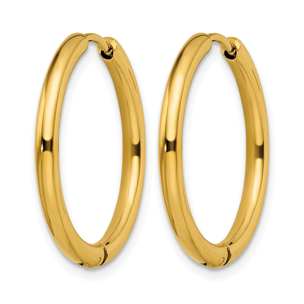 Stainless Steel Gold-Tone Polished Hinged Huggie Hoop Earrings