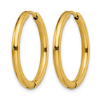Stainless Steel Gold-Tone Polished Hinged Huggie Hoop Earrings