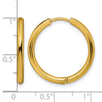 Stainless Steel Gold-Tone Polished Hinged Huggie Hoop Earrings
