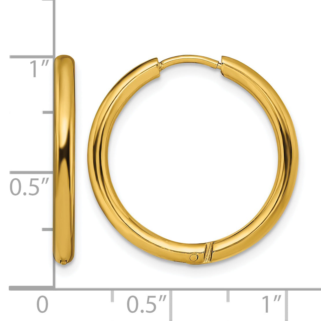 Stainless Steel Gold-Tone Polished Hinged Huggie Hoop Earrings