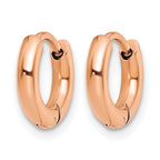 Stainless Steel Rose Gold-Tone Polished Hinged Huggie Hoop Earrings