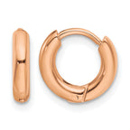Stainless Steel Rose Gold-Tone Polished Hinged Huggie Hoop Earrings