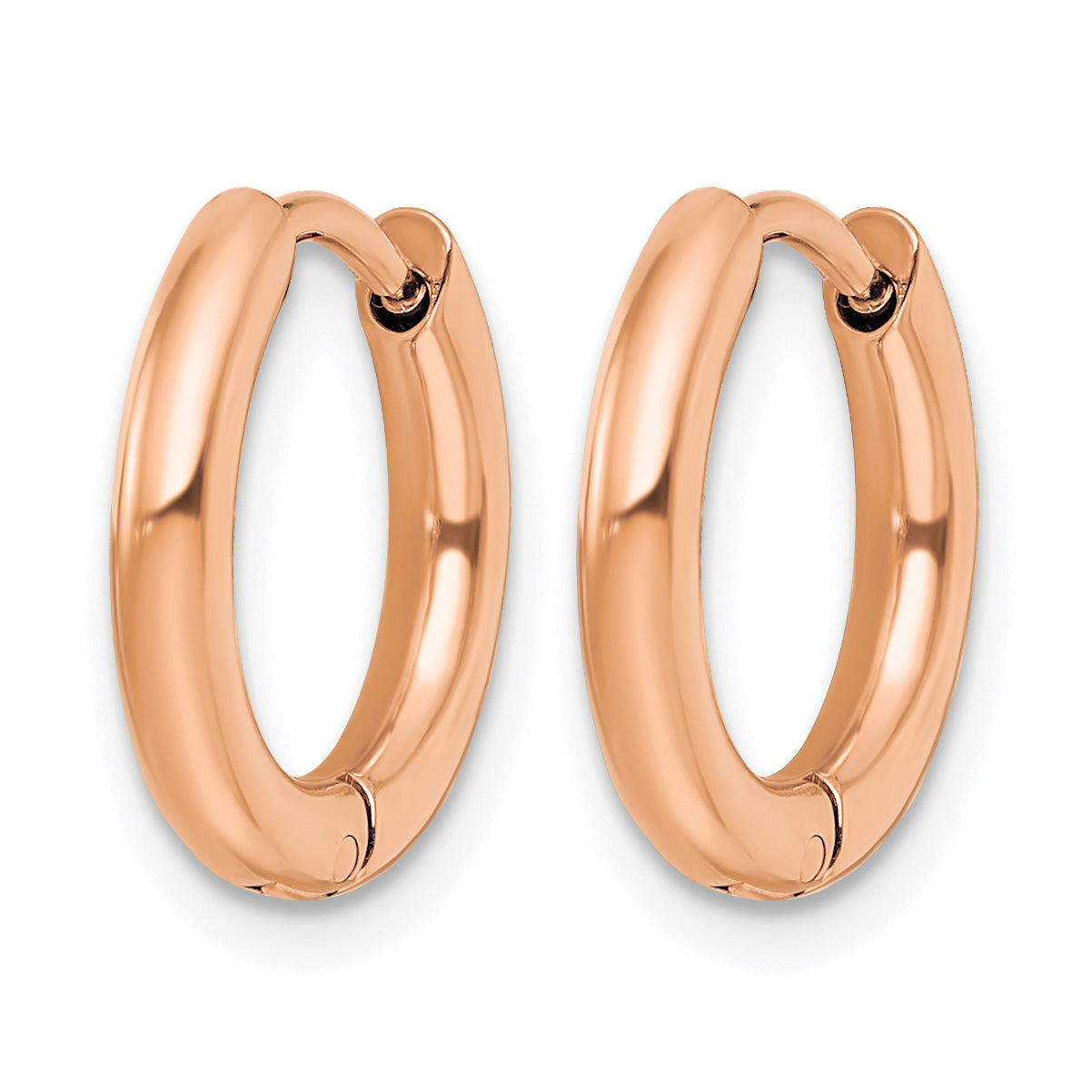 Stainless Steel Rose Gold-Tone Polished Hinged Huggie Hoop Earrings Secondary image
