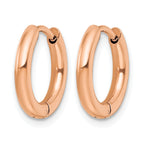 Stainless Steel Rose Gold-Tone Polished Hinged Huggie Hoop Earrings