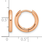 Stainless Steel Rose Gold-Tone Polished Hinged Huggie Hoop Earrings