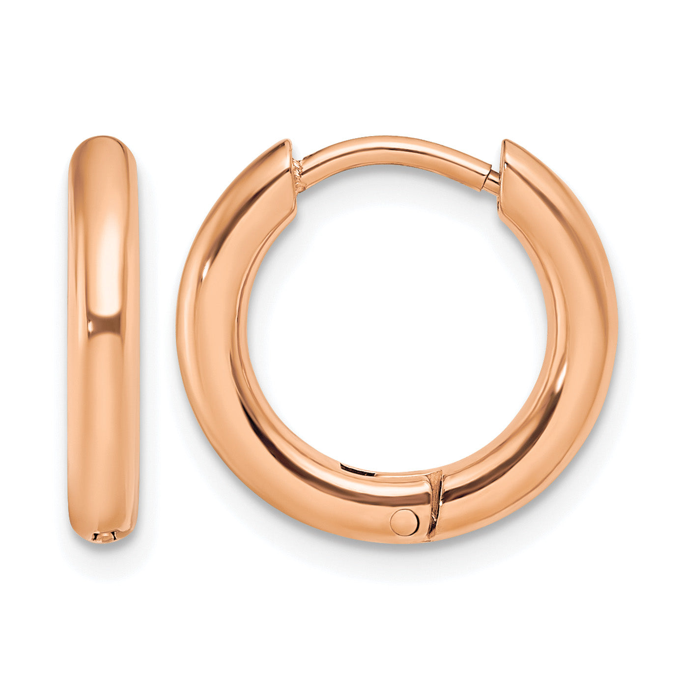 Stainless Steel Rose Gold-Tone Polished Hinged Huggie Hoop Earrings Main image