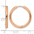 Stainless Steel Rose Gold-Tone Polished Hinged Huggie Hoop Earrings