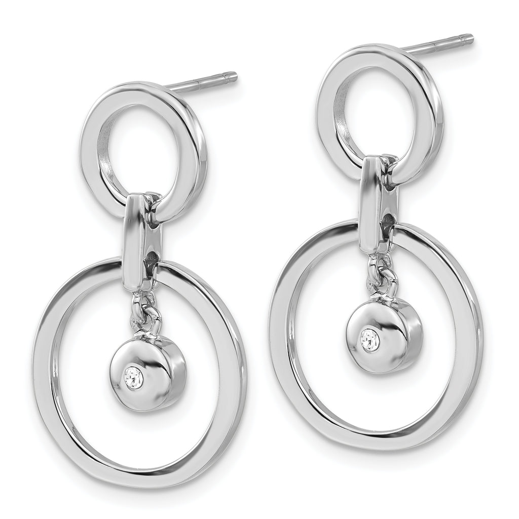 Stainless Steel Polished Cubic Zirconia Drop Dangle Earrings for Women
