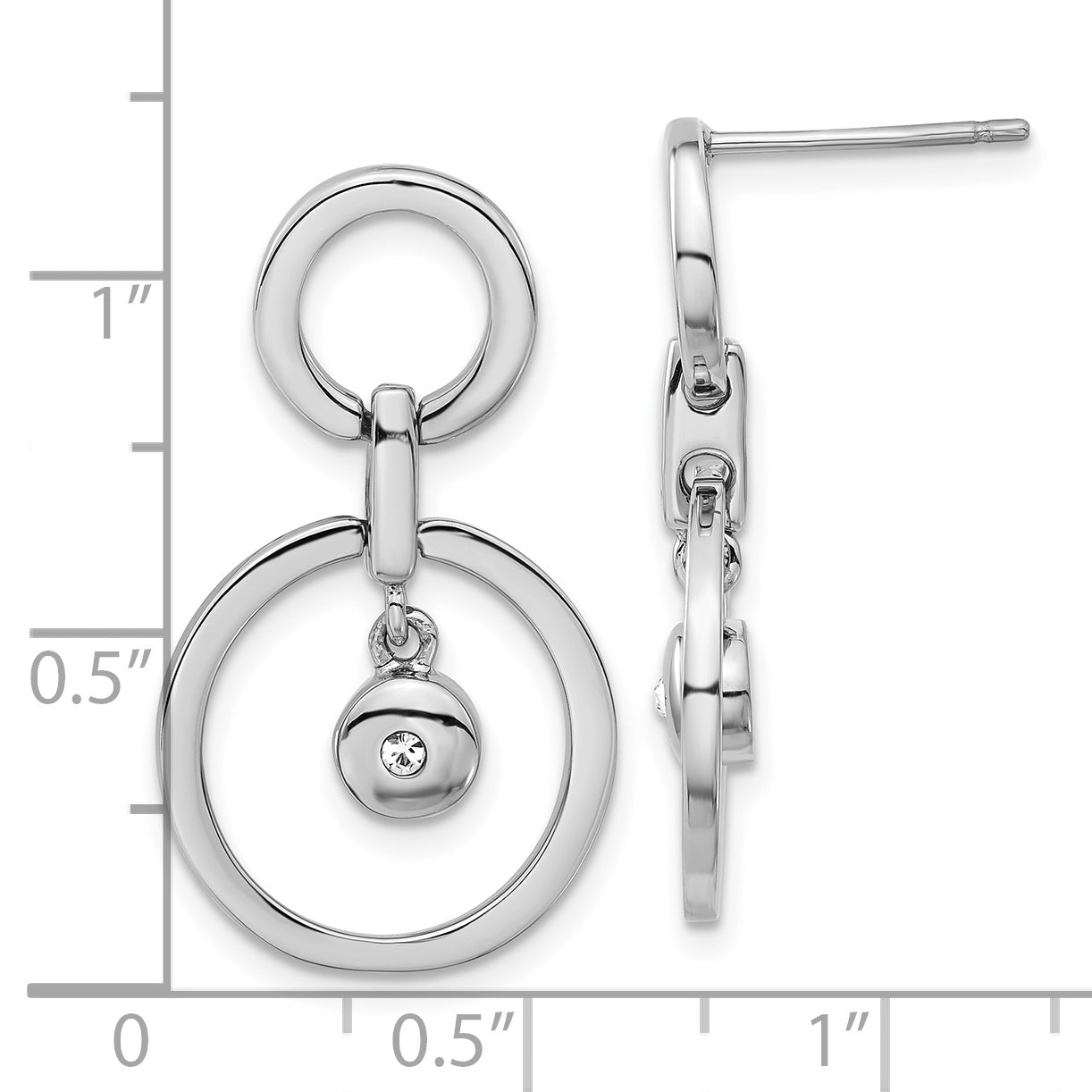 Stainless Steel Polished Cubic Zirconia Drop Dangle Earrings for Women