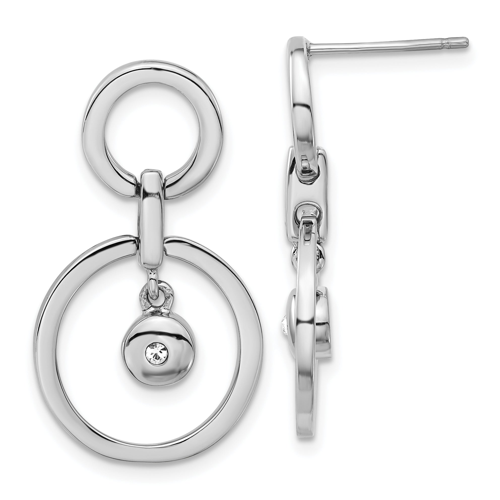 Stainless Steel Polished Cubic Zirconia Drop Dangle Earrings for Women