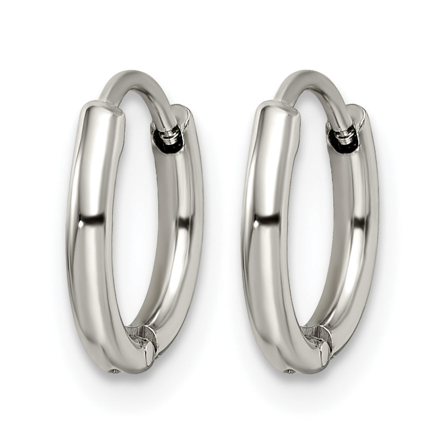 Stainless Steel Polished Hinged Huggie Hoop Earrings