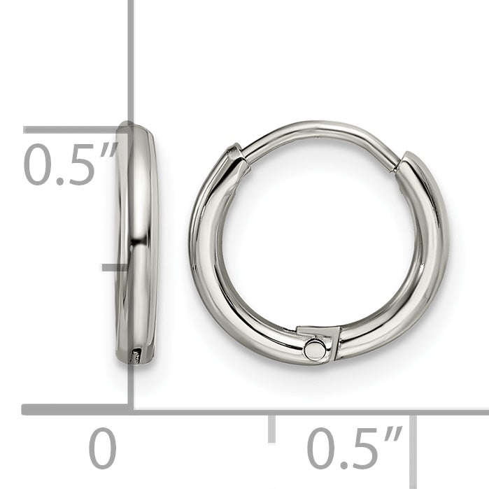 Stainless Steel Polished Hinged Huggie Hoop Earrings