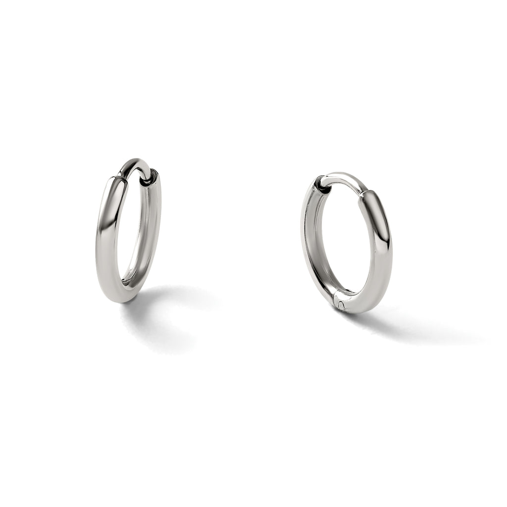 Stainless Steel Polished Hinged Huggie Hoop Earrings