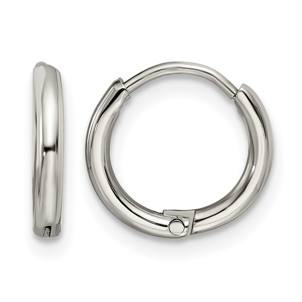 Stainless Steel Polished Hinged Huggie Hoop Earrings