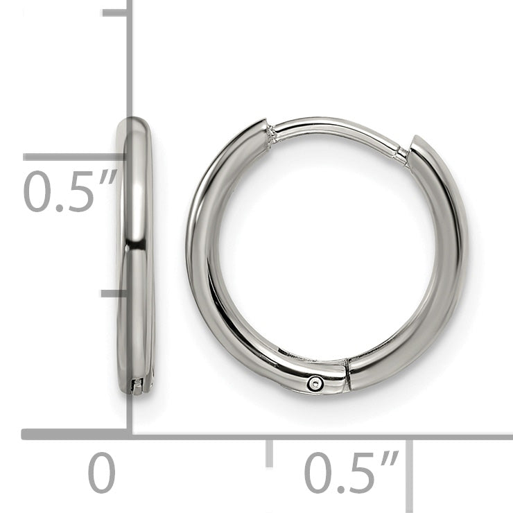 Stainless Steel Polished Hinged Huggie Hoop Earrings
