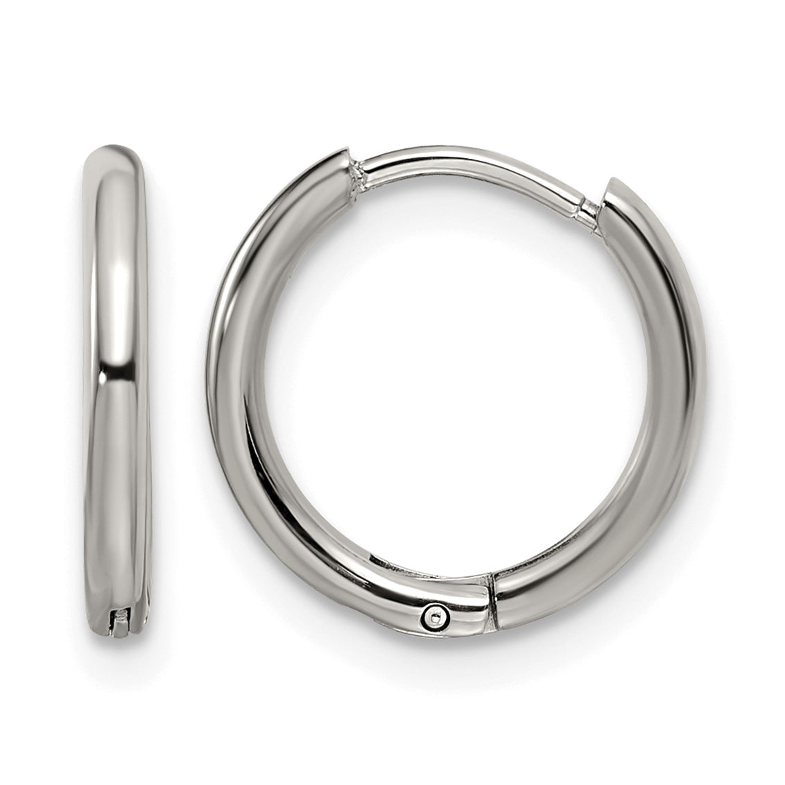 Stainless Steel Polished Hinged Huggie Hoop Earrings Main image
