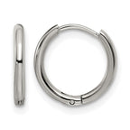 Stainless Steel Polished Hinged Huggie Hoop Earrings
