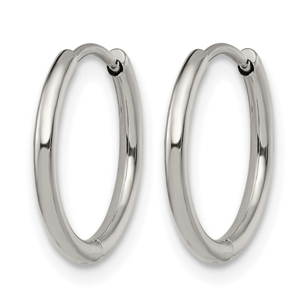 Stainless Steel Polished Hinged Huggie Hoop Earrings