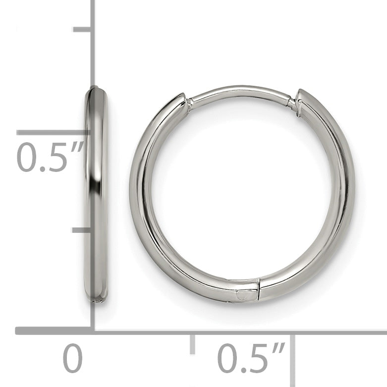 Stainless Steel Polished Hinged Huggie Hoop Earrings