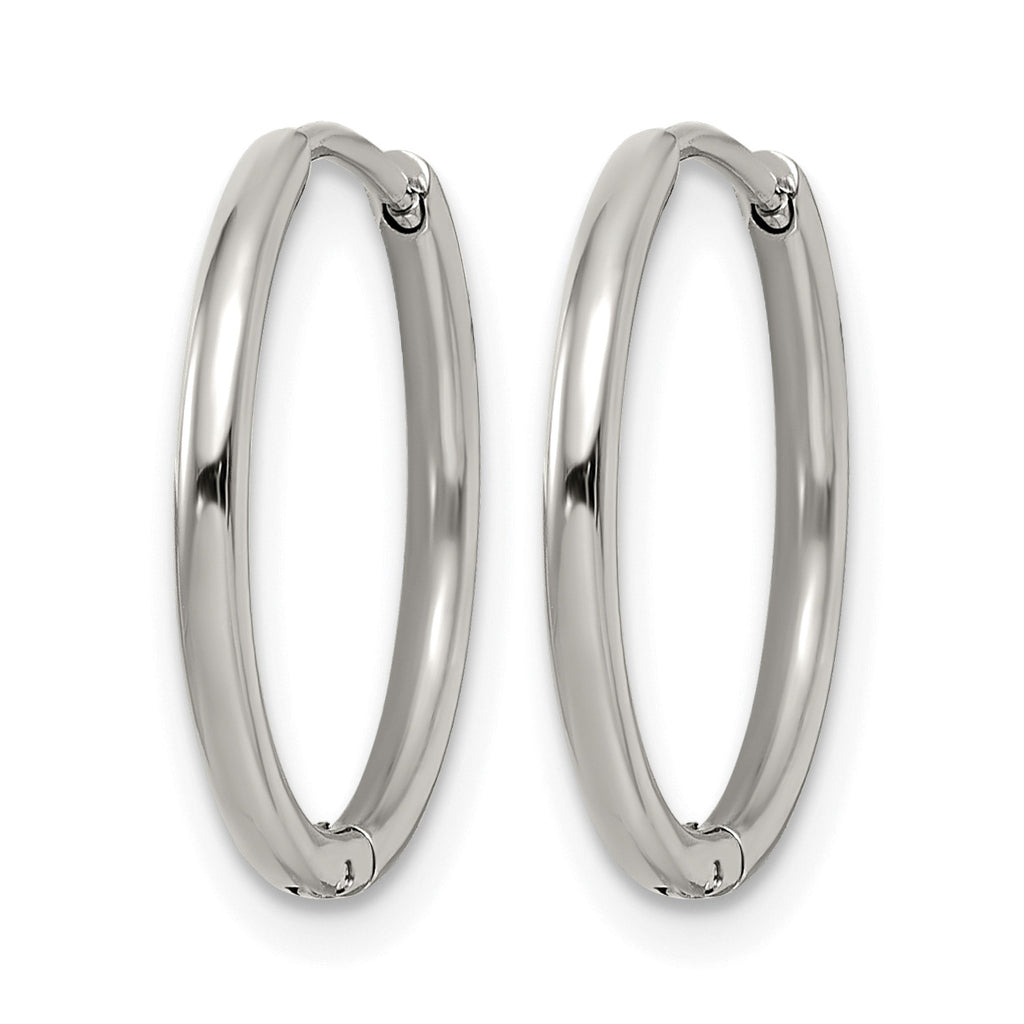 Stainless Steel Polished Hinged Huggie Hoop Earrings