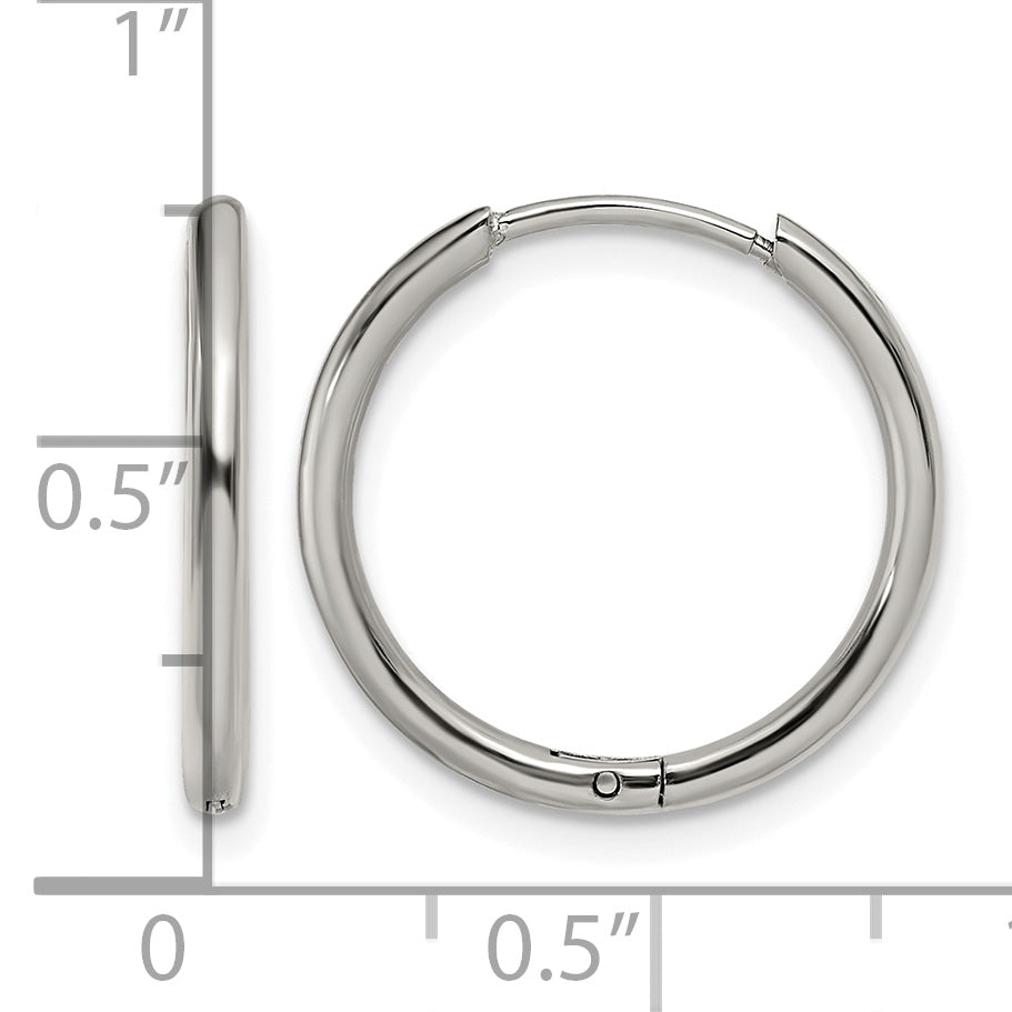 Stainless Steel Polished Hinged Huggie Hoop Earrings