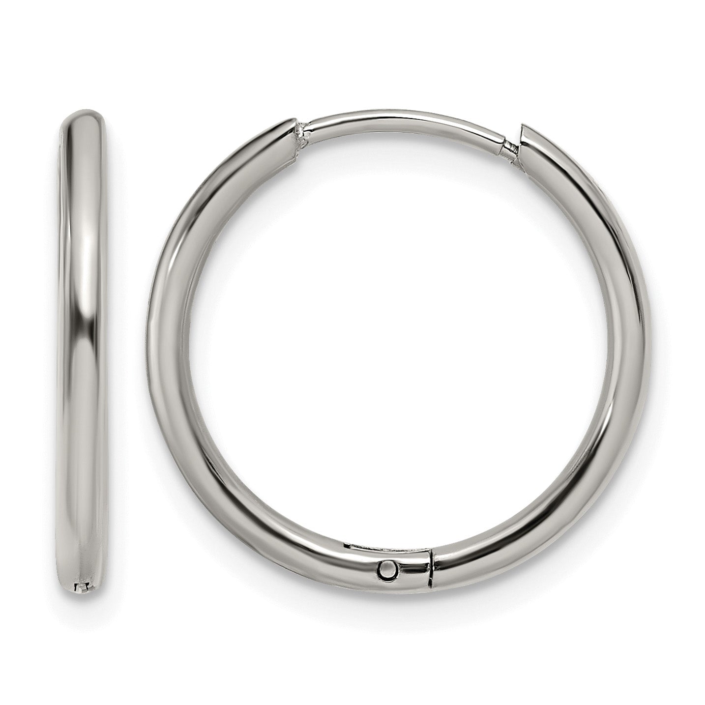 Stainless Steel Polished Hinged Huggie Hoop Earrings