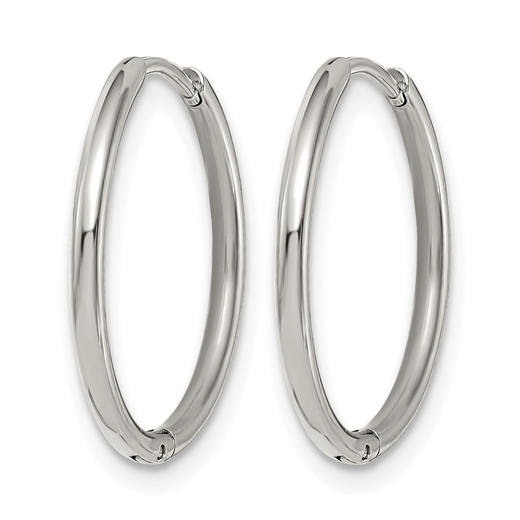 Stainless Steel Polished Hinged Huggie Hoop Earrings