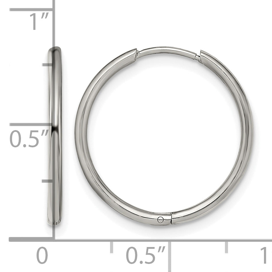 Stainless Steel Polished Hinged Huggie Hoop Earrings