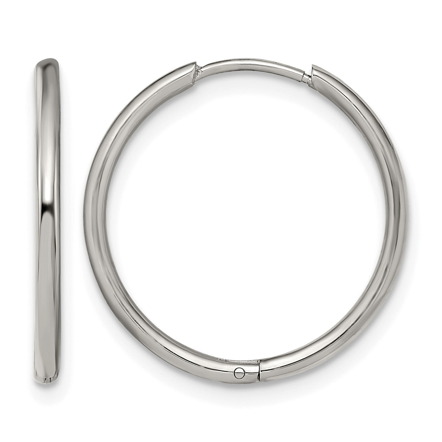 Stainless Steel Polished Hinged Huggie Hoop Earrings