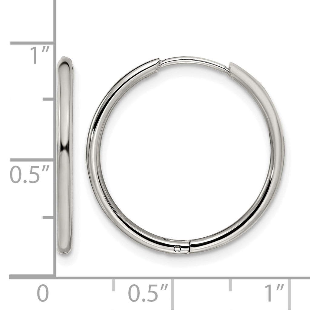 Stainless Steel Polished Hinged Huggie Hoop Earrings
