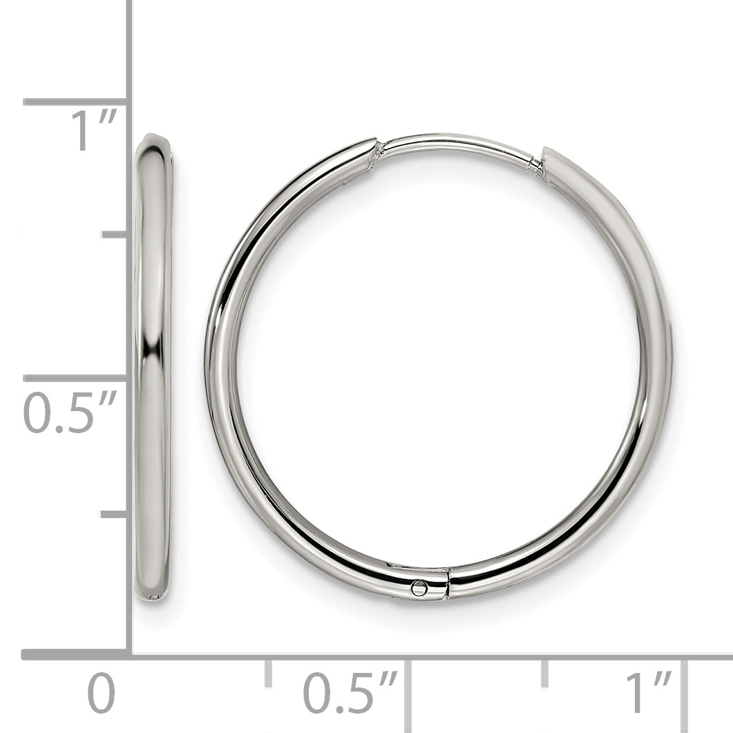 Stainless Steel Polished Hinged Huggie Hoop Earrings