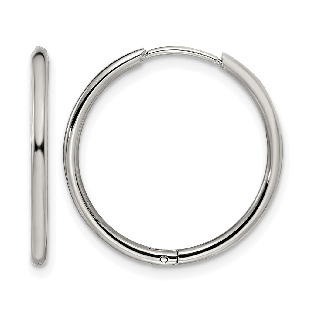 Stainless Steel Polished Hinged Huggie Hoop Earrings
