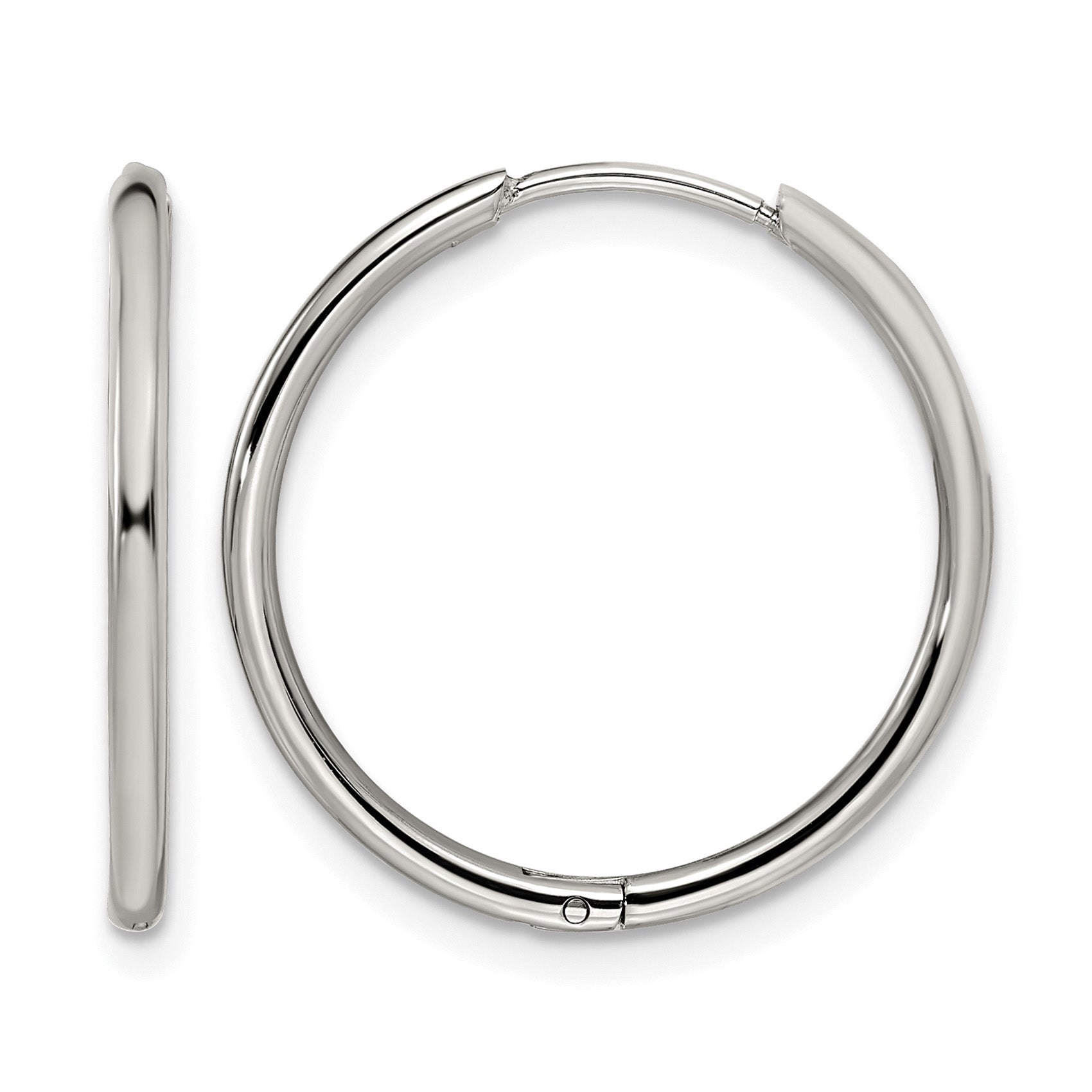 Stainless Steel Polished Hinged Huggie Hoop Earrings