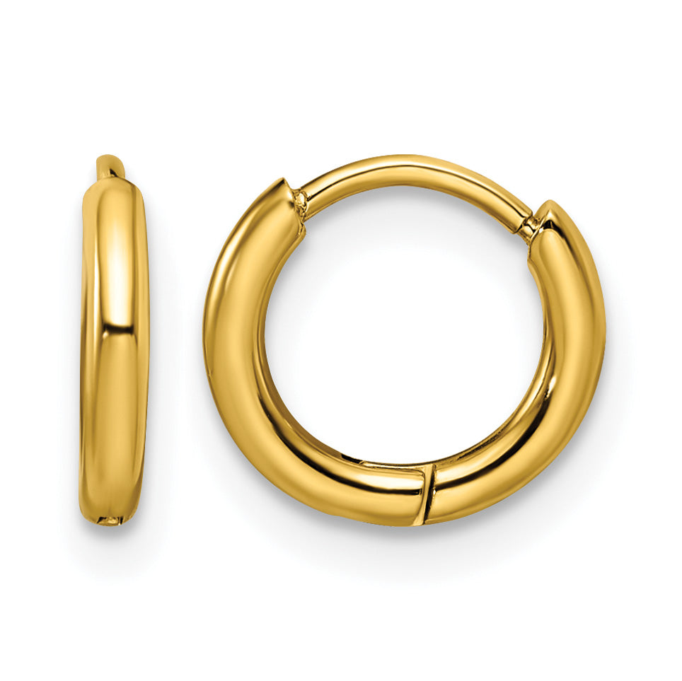 Stainless Steel Gold-Tone Polished Hinged Huggie Hoop Earrings Main image