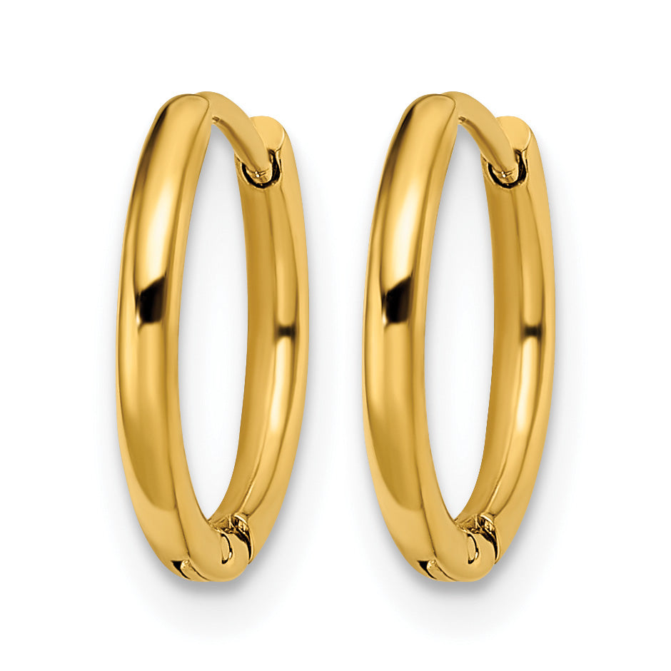Stainless Steel Gold-Tone Polished Hinged Huggie Hoop Earrings