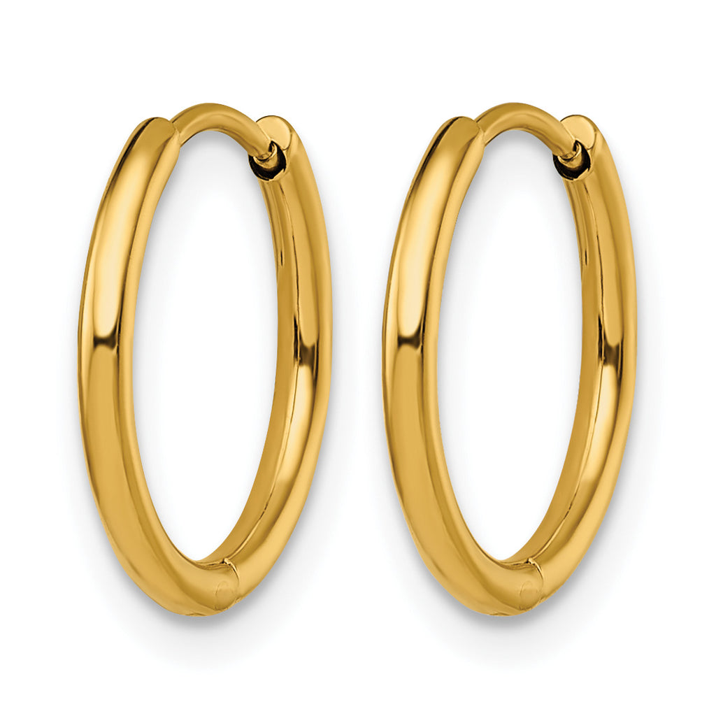Stainless Steel Gold-Tone Polished Hinged Huggie Hoop Earrings