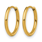 Stainless Steel Gold-Tone Polished Hinged Huggie Hoop Earrings
